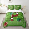thumbnail image 3 of Homewish Cartoon Monogrammed P Bedding Comforter Set 7pcs, Green Brown Football Rugby Queen Bedding Sets, Teens Kids Boys Girls Reversible Queen Sheet Sets, Microfiber Bedroom Decor, 3 of 8