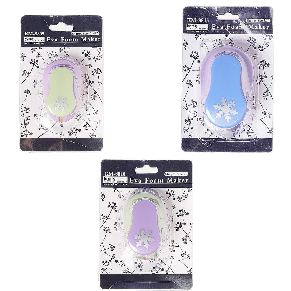 3pcs 3 Sizes Snowflake Shape Plastic Paper Punch Hole Puncher for Scrapbook Engraving Greeting Card Making DIY Craft Making Random Mixed Color