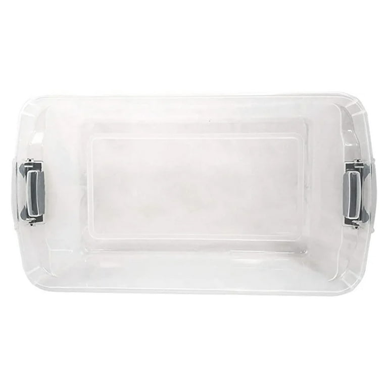 Homz 64 qt Secure Latching Large Clear Plastic Storage Bin w/ Gray Lid (4 Pack)