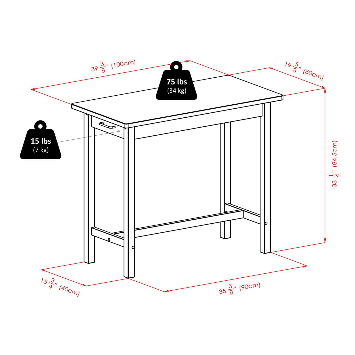 Winsome - Sally 3PC table de petit déjeuner & tabourets de selle