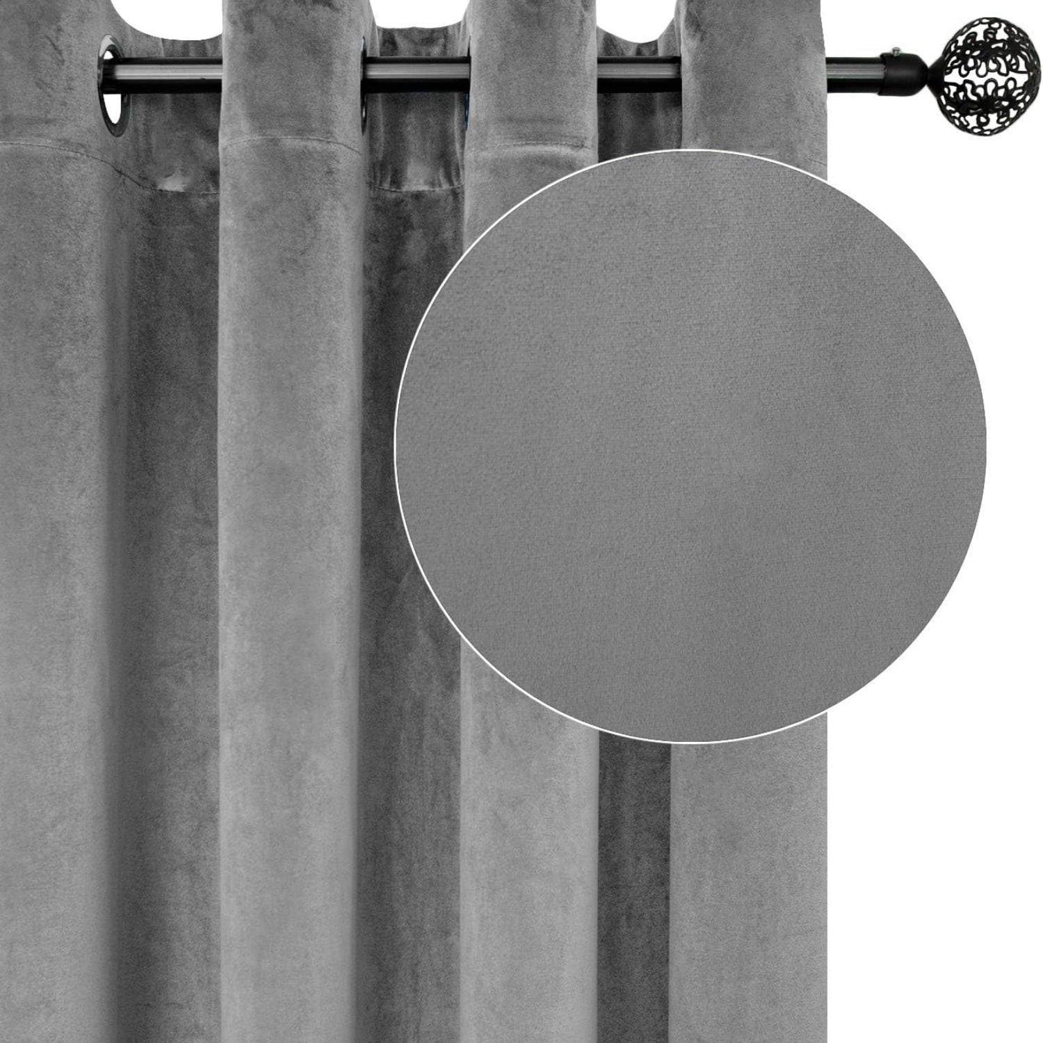 Velvet Curtains with Grommet for Outdoor Curtains, Thermal Insulated Super Soft Privacy Noise Reducing Light Filtering Velvet Drapes for Door Curtains, 4 Panels