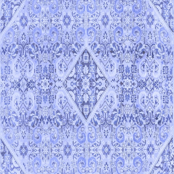 Ahgly Company Machine Washable Indoor Square Abstract Blue Modern Area Rugs, 6' Square