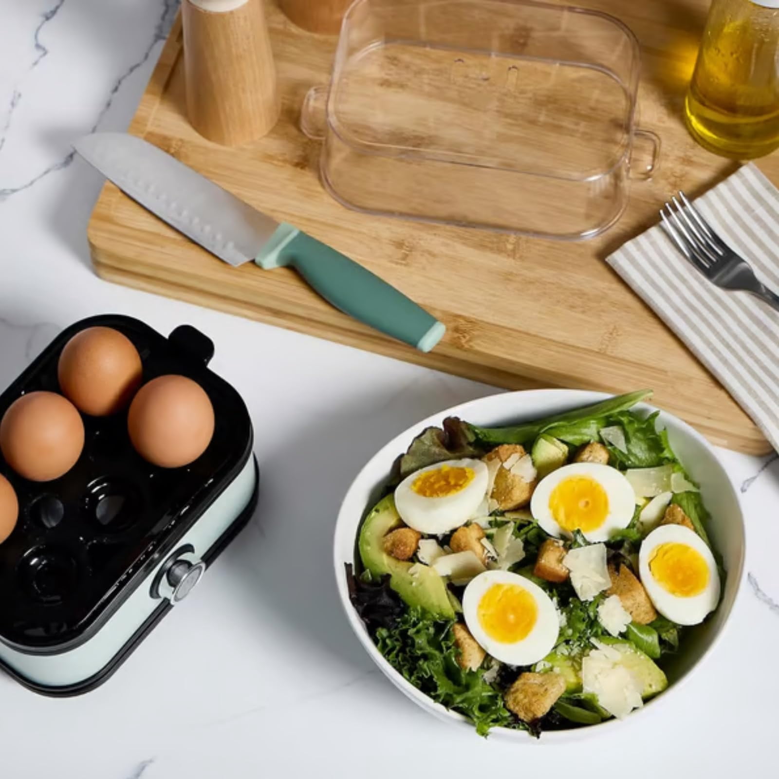 Smart Egg Cooker with Auto Shut, Electric Rapid Egg Boiler for 6 Eggs, Effortless Egg Cooking with the Ultimate Stainless Steel Egg Cooker for Hard/Soft/Medium Boiled, Poached, Scrambled