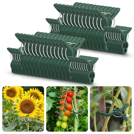 TSV 50pcs Plant Support Clips, Garden Clips for Supporting Stems, Vines, Green