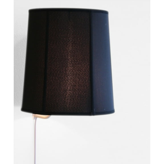 Floating Shade Plug-In Wall Light Black Fabric with Gold Liner 12x14x15