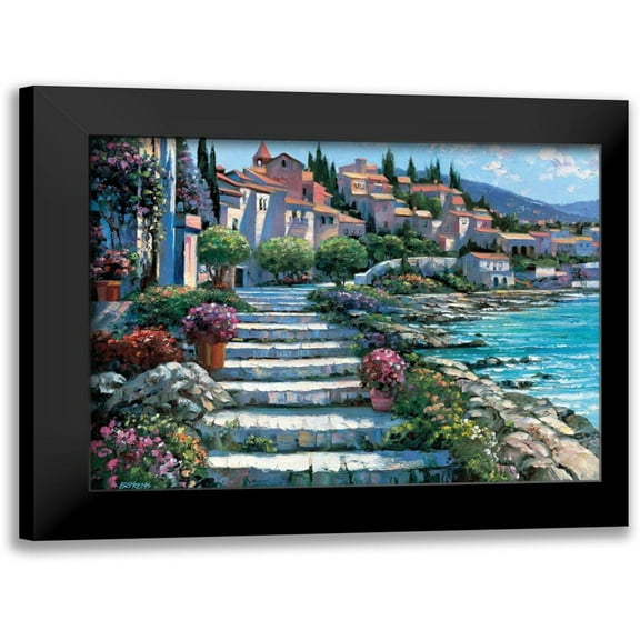 Behrens, Howard 14x12 Black Modern Framed Museum Art Print Titled - Steps of St. Tropez