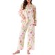 thumbnail image 1 of Conjunto de Pijamas para Mujeres de Manga Larga con Estampado Floral, Pulóver con Nudo Frontal, Pantalones Anchos Suaves de 2 Piezas, XL, Floral Rosa, 1 of 5