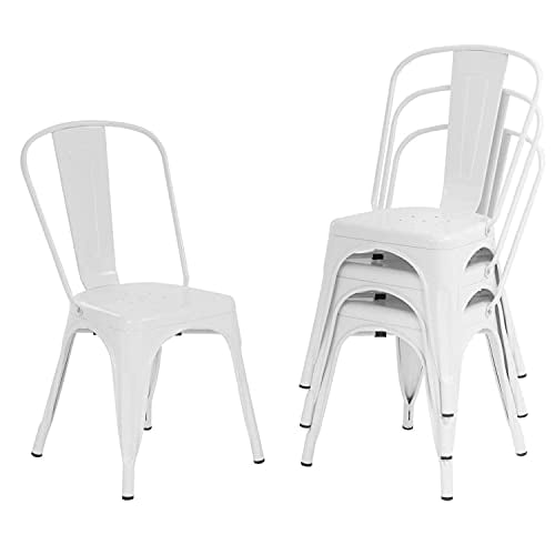 Metal Dining Chairs Set Of 4 Indoor, 18 Inch Seat Height Dining Chairs