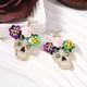 thumbnail image 5 of Halloween Skull Earrings with Zirconia and Glitter Flower Accent Fashion Trendy Studs Adornment for Costume Parties, 5 of 5