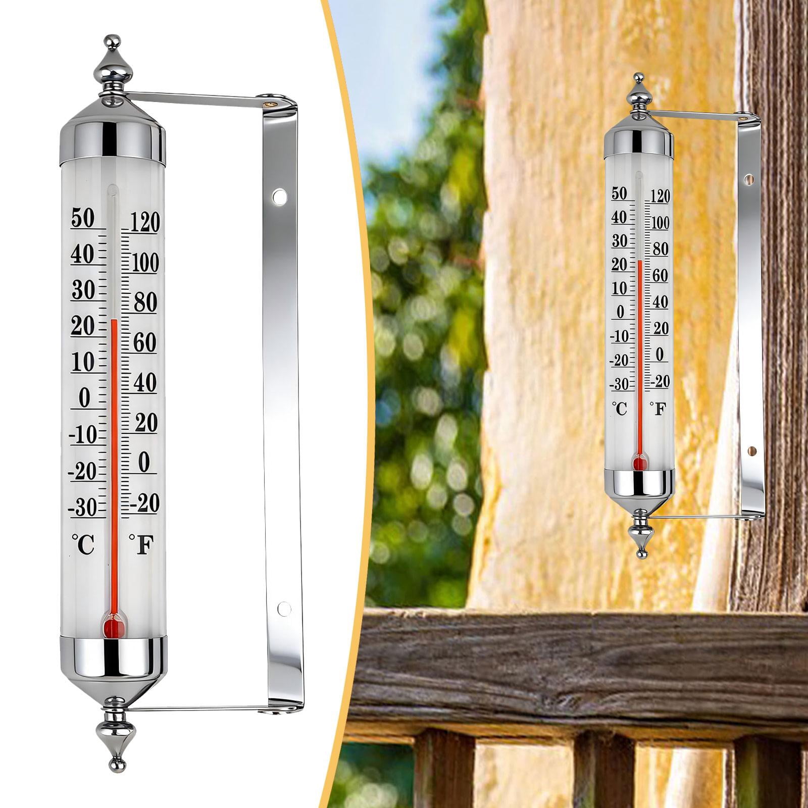 Fzaqwen Outdoor Thermometer Easy Installation Easy to Use Large Numbers Premium Reusable Rustic Temperature Gauge for Wall Greenhouse Silver