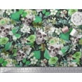 thumbnail image 3 of Soimoi Green Georgette Viscose Fabric Skull & Anemone Flower Print Sewing Fabric BTY 42 Inch Wide, 3 of 3