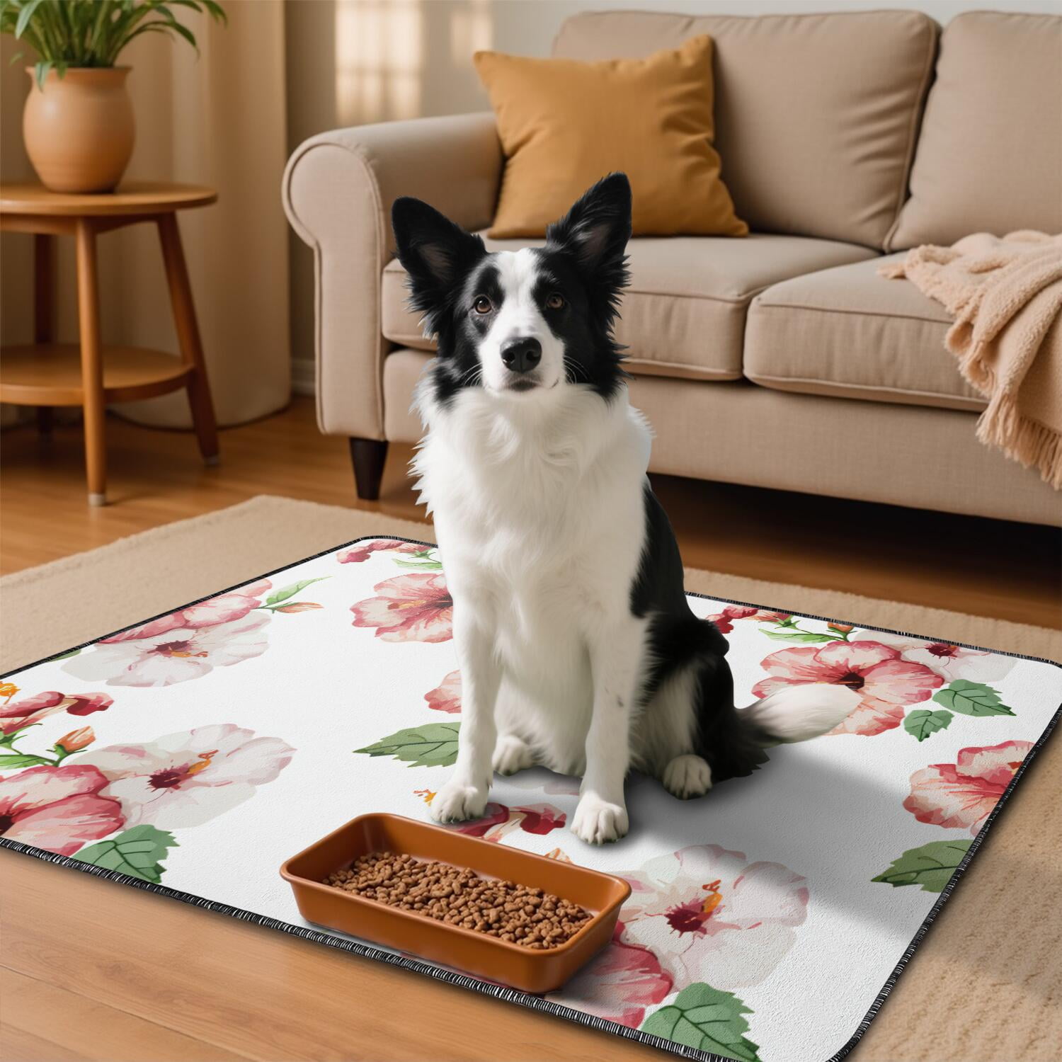 Dog Training Mat Reusable Tropical Plants, Washable Non-Slip Pee Pad for Crate and Hard Surface Floor Protection (Hawaiian plant patterns, 24" x35")