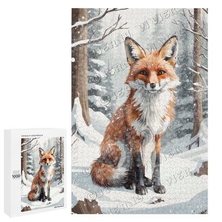 Winter Decor Fox Wall Decor Wooden Wall Art Decor Christmas Decoration Gifts for Family 1000 Piece Jigsaw Puzzle 20 x30