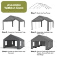 thumbnail image 3 of 13X20FT Carport, Heavy Duty Carport with Roll-Up Sidewall and Ventilated Windows with Removable Sidewalls, 180g Pe Waterproof Canopy, All-Season Outdoor Portable Garage for Pickup Truck Boat SUV,Grey, 3 of 5