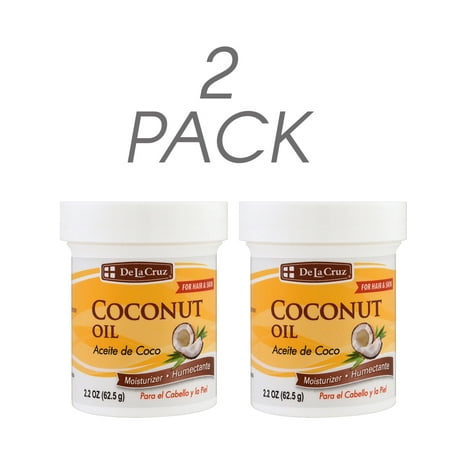 De La Cruz Coconut Oil Moisturizer for Hair & Skin, No Parabens or Artificial Colors, Massage Oil 2.2 Oz / 62.5 g. Pack of