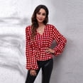 thumbnail image 3 of Lu's Chic Women's Long Sleeve Top Thin Pullovers V Neck Bishop Sleeve Babydoll Lightweight Polyester Pull Over Patterned7 X-Large, 3 of 4
