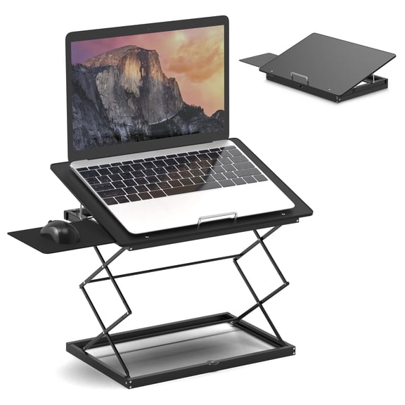 Adjustable Standing Desk Converter for Laptops – Portable Height Adjustable Laptop Stand with Mouse Pad, 2.6"–18.6" Ergonomic Sit to Stand Desk Riser