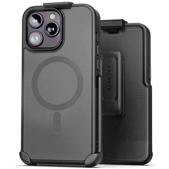 Encased SlimShield pour iPhone 15 Pro Étui à Clip Ceinture avec Étui pour Téléphone (Compatible avec MagSafe) Noir Mat (iPhone 15 Pro)