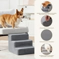 thumbnail image 2 of Dog Stairs for Bed 13.5''H, 3-Step Pet Stairs for Small Dogs Cats, Sturdy Pet Steps with Non-Slip Bottom, Functional Portable Dog Ramp for Couch/Chair/Sofa/Car, Storage Pocket, Grey-Light Grey, 2 of 13