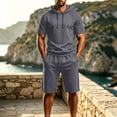 thumbnail image 4 of Miqool Men's Shorts Set Short Sleeve Hoodie Drawstring Waist Casual Summer Sportswear Loungewear Two Piece, 4 of 9