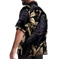 thumbnail image 3 of Crow Men's Hawaiian Short Sleeve Printed Button Down Poplin Casual Summer Beach Shirt, Unisex, 3 of 6