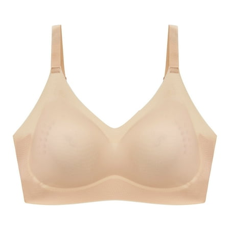 TOWED22 Bras Women s Lace Bra Plus Size Unlined Plunge Bralette Underwire Beige L