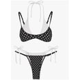 thumbnail image 3 of Women's Double Layer Bikini Sets Polka Dots Triangle Two Piece Swimsuit Bathing Suit Swimwear, 3 of 5