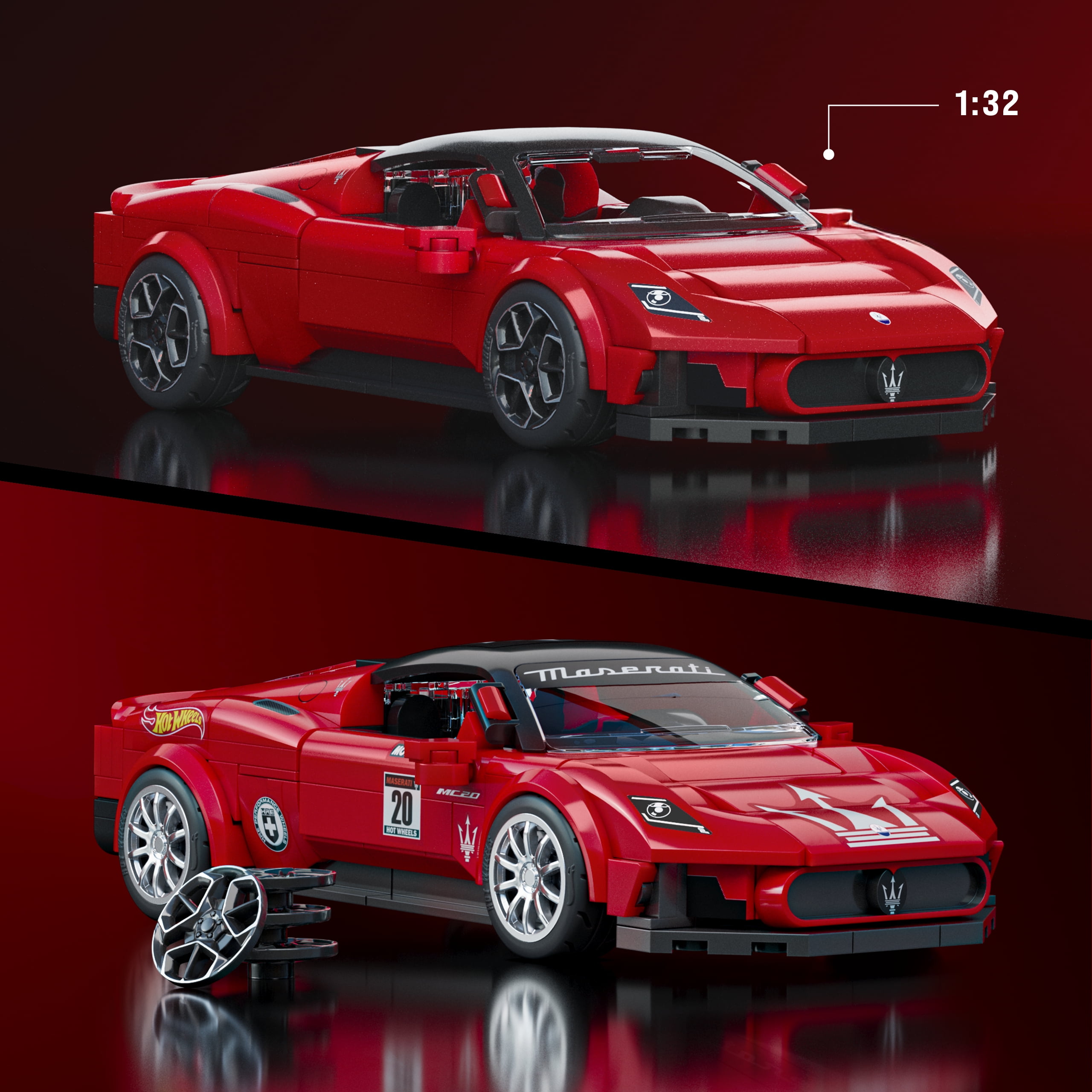Mattel – Brick Shop – HW – Maserati MC20, 250 pièces, de collection - Exclusivité Walmart
