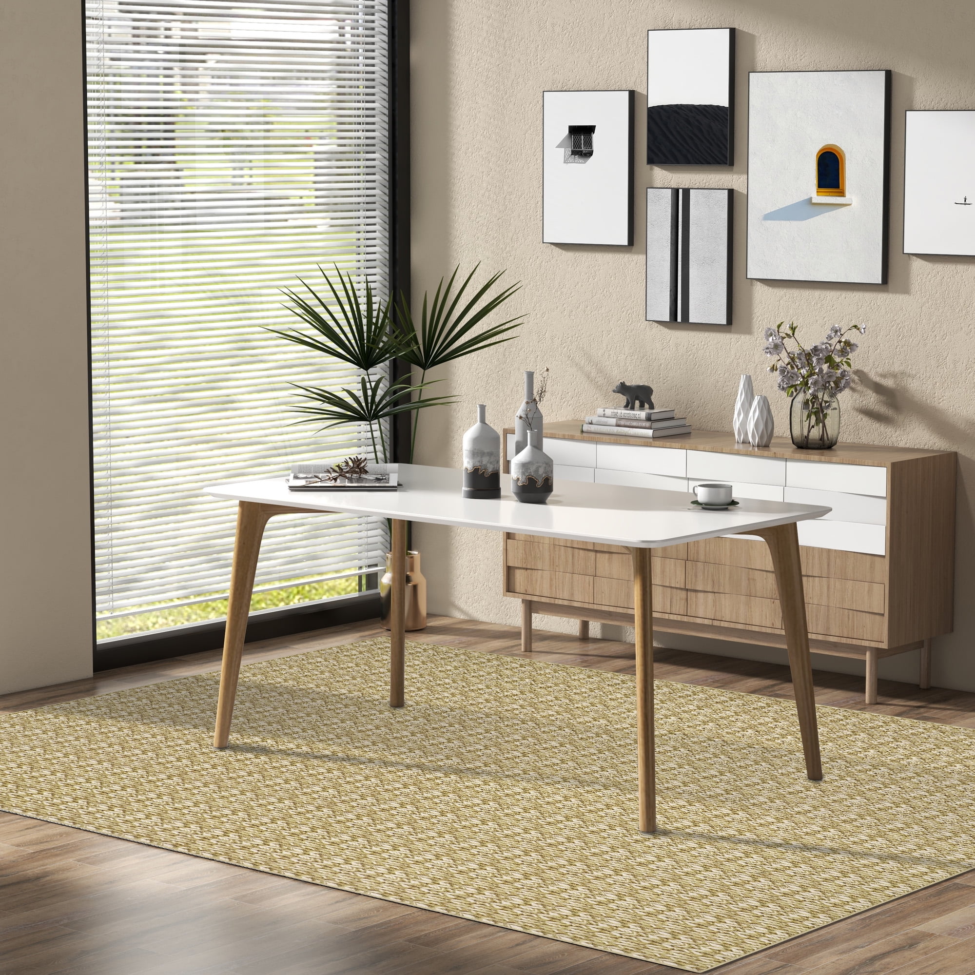 Garvee 8'x10' Washable Area Rug Braided Print Rug Non-Shedding Stain-Resistant Area Rugs for Dining Room Home Office, Camel