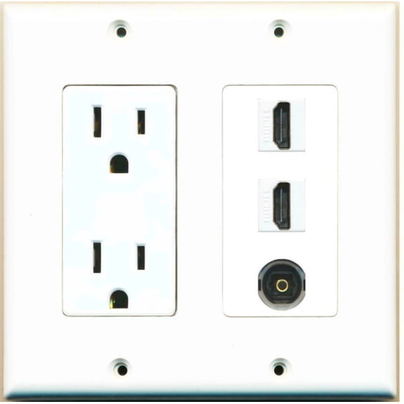 Ultra Spec Cables - 15 Amp Power Outlet 2 Port HDMI 1 Port Toslink Wall Plate