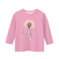thumbnail image 4 of Drmagiyhm Pink Girls 3/4 Sleeve Shirts Size 10-12 Cute Crewneck Shirt Floral Print T-Shirt Casual Fashion Kids Fall Winter Tops, Tees & Blouses 7-8 Years, 4 of 5