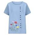 thumbnail image 4 of Celebrating Easter Casual Linen Blend Shirt Relaxed Fit Short Sleeve Top with Round Neck for Everyday Comfort, 4 of 4