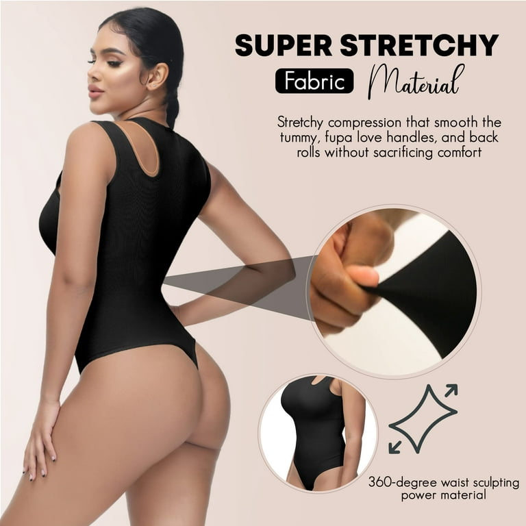 Soo slick Shapewear Bodysuit for Women Tummy control Tops Cutout Sleeveless  Bodysuit Thong Sculpting with Removable Padding