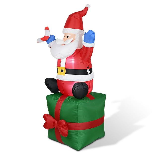 Santa Claus Iluminado Luz LED Regalo Navidad Iluminación Fiesta de explosión Conjunto de decoración al aire libre Adorno de plástico Presente Kits de decoración para fiestas Enchufe de la UE Matsuzay HA009022-01B
