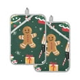 thumbnail image 7 of Yayeee Pot Holders Kitchen Heat Resistant with Pocket 7"x9.8" Cotton Oven Cooking Hot Pads, Green Christmas Gingerbread, 7 of 7