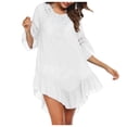 thumbnail image 2 of HOWPAY Bathing Suit Cover up for Women Summer Hollow Out Swimsuit Long Sleeve Cover up Beach Dress Crochet Swimwear Vacation Outfits White One Size, 2 of 4