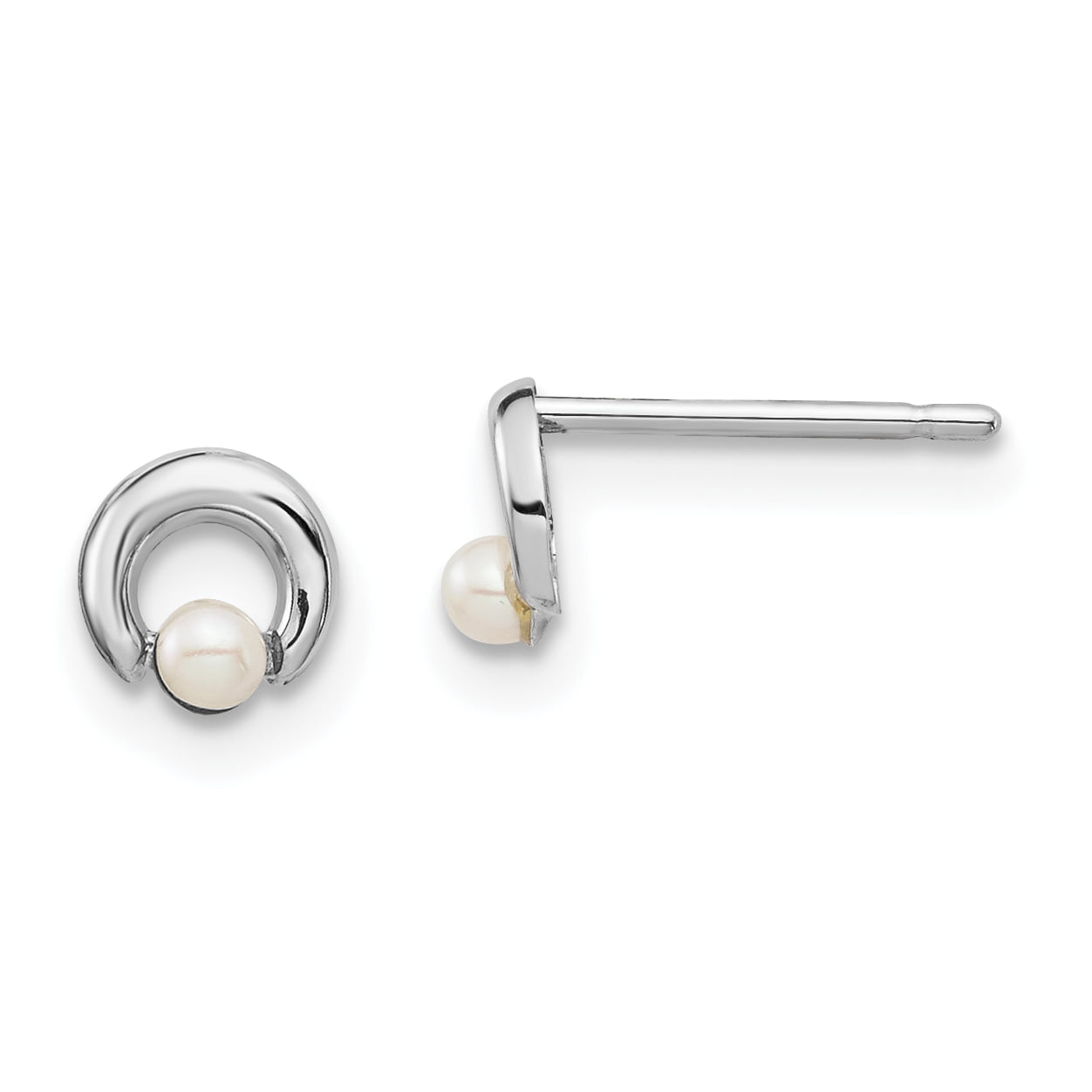 Details about   14k White Gold  Madi K Button Freshwater Cultured Pearl Circle Post Earrings 