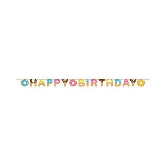 Creative Converting Multi-color Birthday Donut Time Ribbon Party Banner, 0.01" x 6"