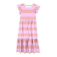 thumbnail image 5 of NaWent Girls Maxi Dress Short Sleeve Casual Long Color Block Dresses with Pockets 6-12 Years Pink 12 Years, 5 of 5