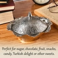 thumbnail image 6 of CRYSTALIA Antique Candy Bowl, Decorative Ellipse Turkish Delight Container with Cute Lid, Ottoman Design Serving Dish, Food Grade Metallic Mini Sugar Holder for Lovely Gift, Home and Kitchen (Silver), 6 of 8