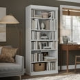 thumbnail image 2 of Solid Wood Bookcase - Stackable Modular 6 Tier Bookshelf - 71.5" Tall x 32" Wide - White Book Shelf w/ Adjustable Shelves, Open Display Book Case for Living Room, Office, 100% Eco-Friendly Wood, 2 of 5