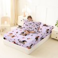 thumbnail image 4 of Manfei Cartoon Puppy Twin Fitted Sheet, Dachshund Pet Animal Bedding, Lavender, 2pcs, 1 Fitted Sheet and 1 Pillowcase, 4 of 6