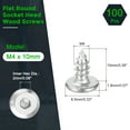 thumbnail image 2 of Vis à Tête Plate Ronde en Acier Inoxydable 304 M4 x 10mm (Lot de 100) pour Bois, 2 of 7