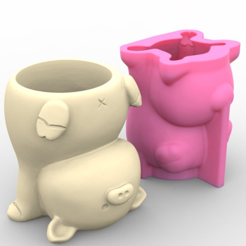 WINDLAND Pig Silicone Mold Succulent Planter Epoxy Resin Mold Garden Figurines Outdoor