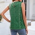 thumbnail image 4 of Womens Tank Tops Plus Size Clearance Solid Lace V Neck Tunic Tank Tops Casual Sleeveless Shirt Blouse Female Clothes(Green,L), 4 of 6