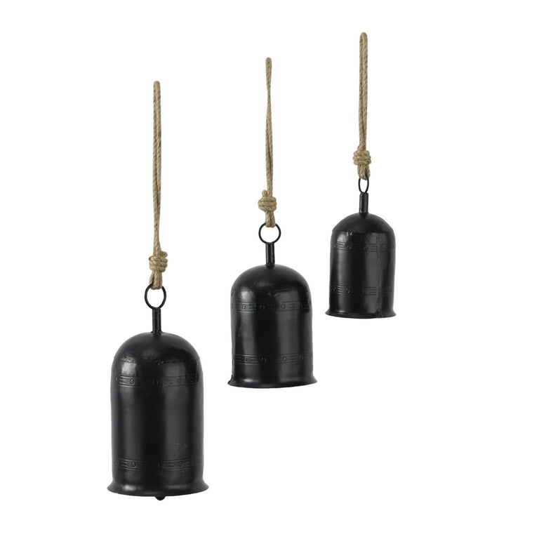 Black Metal Hanging Bells, Set of 3