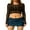 Coffee, variant on Fortune Women Lace Sheer Crop Tops See Through Cardigan Sleeve V-neck Slim Fit T-shirt