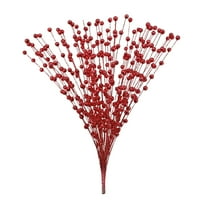JeashCHAT Christmas Artificial Glitter Berry Stems, 15.75 inch Fake Decorative Christmas Picks, Glittery Berries Sticks Branches for Christmas Tree Xmas Wreath Decoration Vase Filler Home Decor