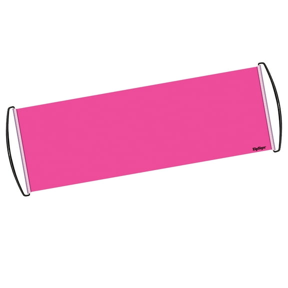 ZipSign Dry Erase Banner - Rolls Itself Up, Unrolls to 9.5” x 27”, Reusable, Portable, Fits in Your Pocket - Great for Sports, Concerts, Cheer - Pink 1 Pack