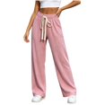 thumbnail image 2 of WIZUTIZ Women's High Waist Wide Leg Pants Elastic Waist Loose Fit Full Length Casual Trousers Slimming Soft Flowy Elegant Versatile Elegant, 2 of 6